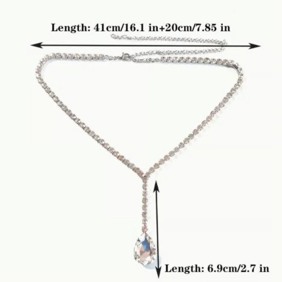 Long Rhinestone Necklace - Picture 4 of 4